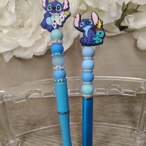 Blue Beaded Character Pen And Stylus Set